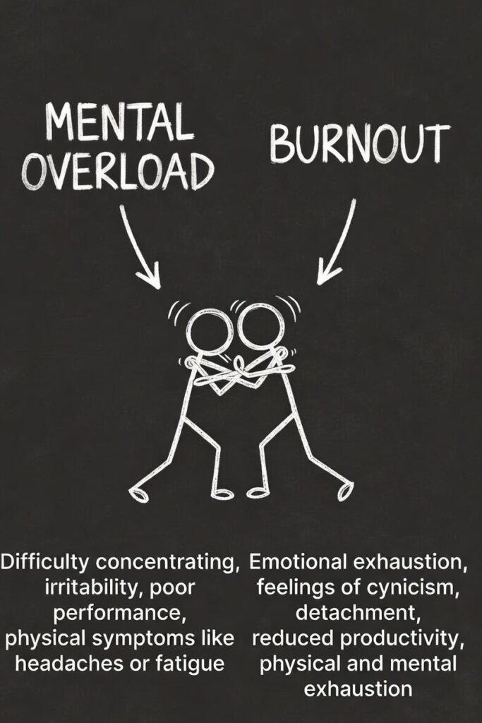 mental overload vs burnout brain fog exhaustion comparison